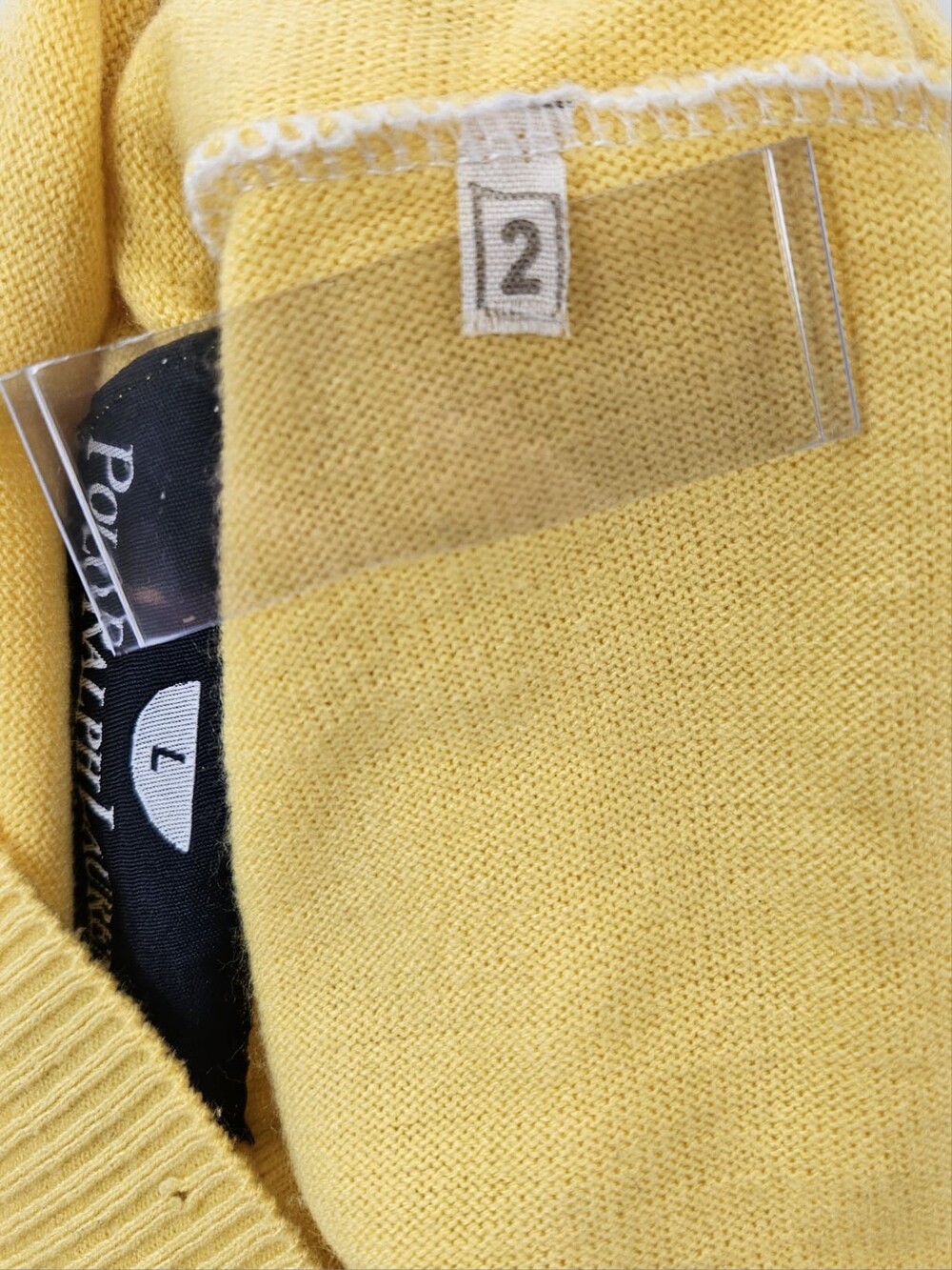Polo Ralph Lauren Vintage Yellow V-Neck Sweater – Brown Elbow Patches – Size L - Picture 7 of 9